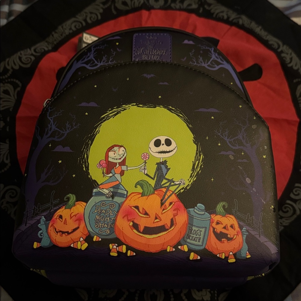 Loungefly Purple Black Nightmare Before Christmas Mini Backpack Hot Topic NWT